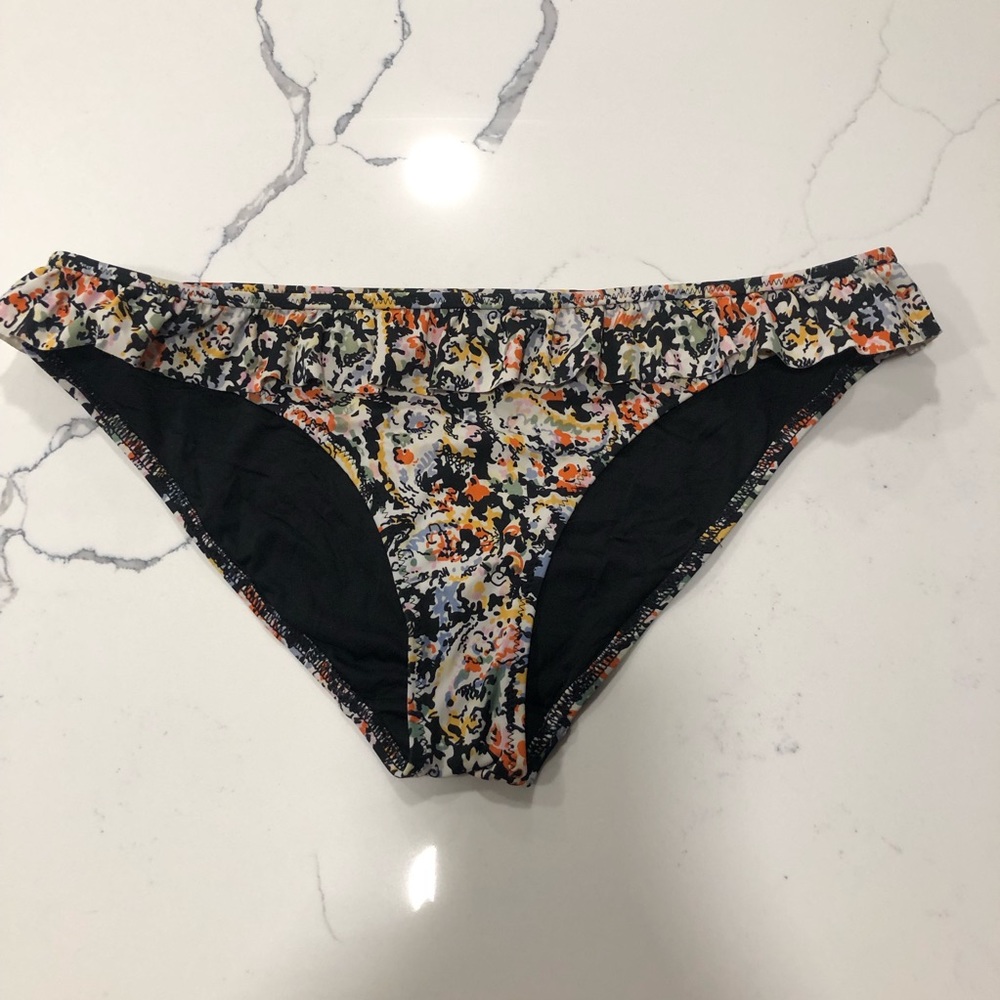 Top shop black floral bikini bottom